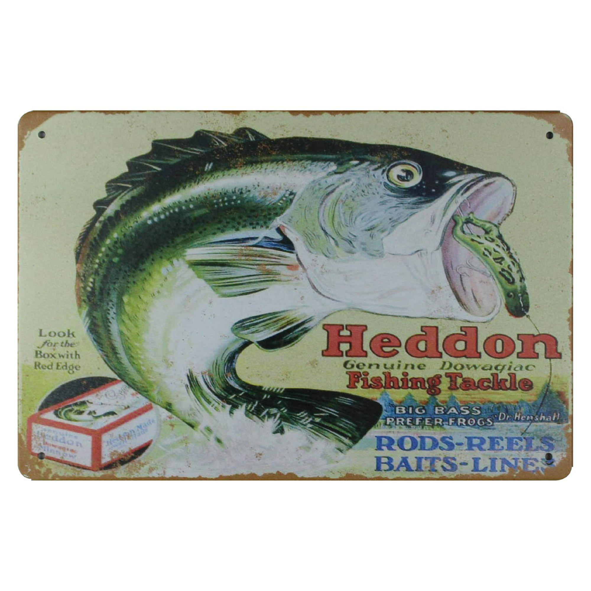 Vintage Heddon fishing tackle ad reproduction metal sign fishing decor